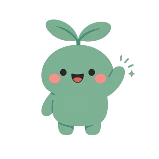 Vaava, the little sprout mascot, waving hello