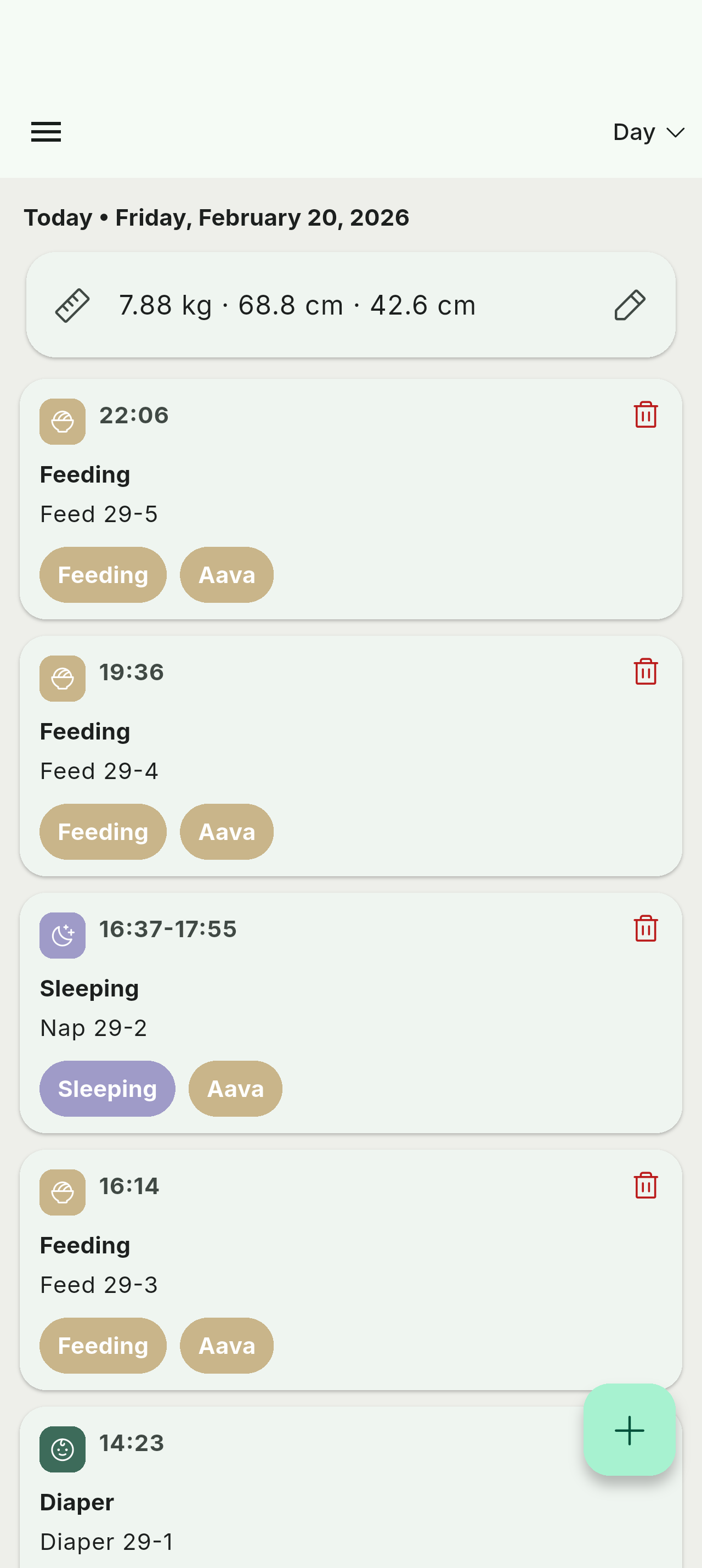 Vaava day view home screen